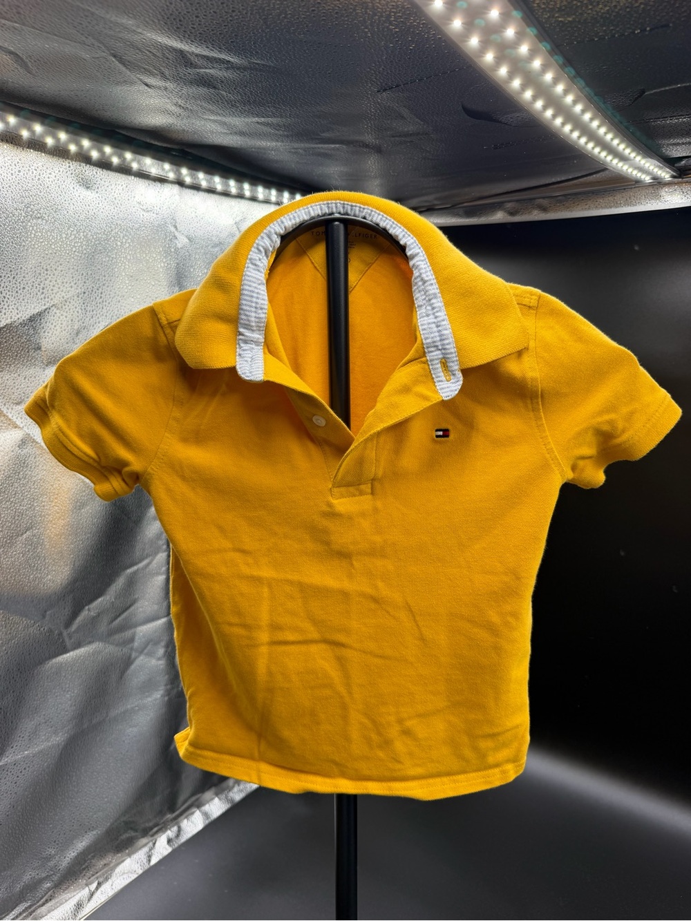 Tommy Hilfiger Bright Yellow Kids Polo with Contrast Collar
